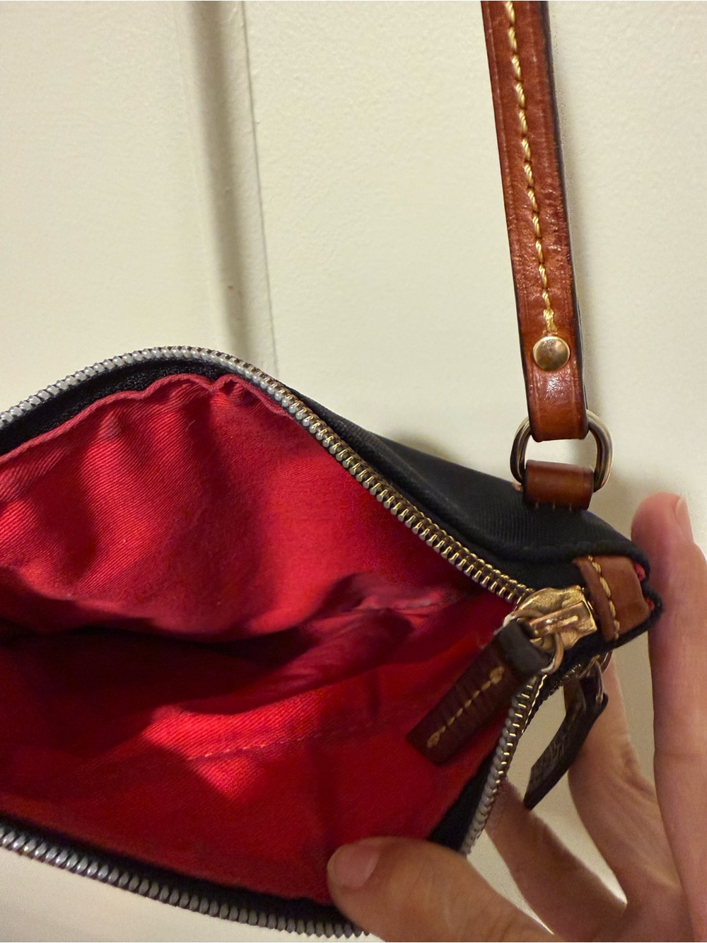 Dooney & Bourke Black Nylon Crossbody with Brown Leather Trim - Picture 8 of 13